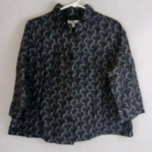 Christopher & Banks Women’s Blue & White Geometric Jacket Size Large - Picture 1 of 5